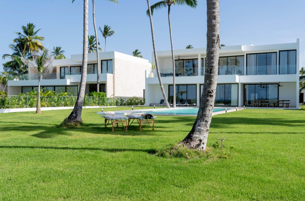 Pool and glass facade of Villa Serenity in Cap Bonita, Las Terrenas
