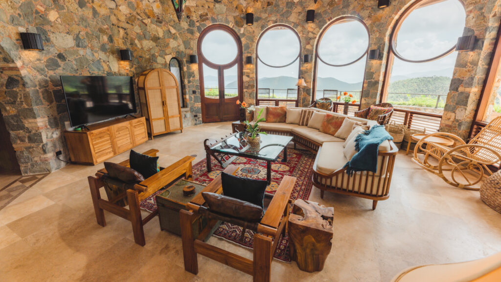 Great room at Valhalla, Catherineberg, St. John